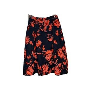 WHO WHAT WEAR Skirt Womens 4 Orange Black Willow A Line Floral Pleated NEW